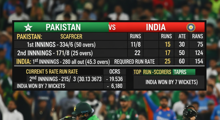 Pakistan National Cricket Team vs India National Cricket Team Match Scorecard