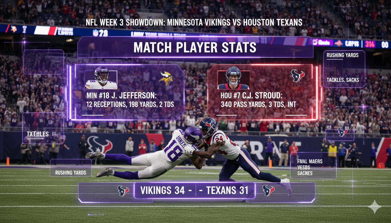 Minnesota Vikings vs Houston Texans Match Player Stats